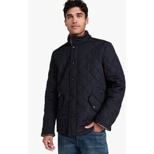 Barbour Mens Powell Diamond Quilted Jacket, Navy, Dual Closure, Size L